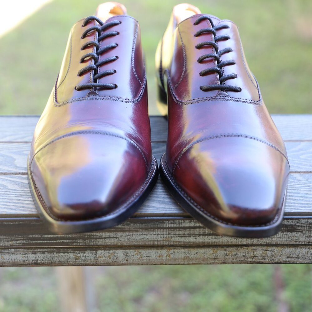 SALE - Calzoleria Harris for Barneys 10.5 Burgundy Burnished Italian Mens Dress